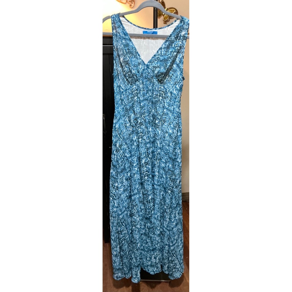 Derek Lam for DesigNation Blue Snakeskin Print V-Neck Maxi Dress Womens Medium